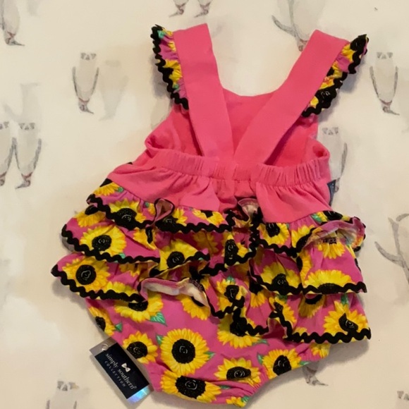 Simply Southern Pink Sunflower Baby Romper - Picture 2 of 6